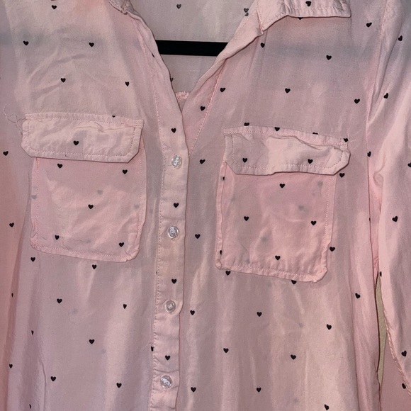Milk And Honey Women’s Pink Black Heart Rayon Blouse Shirt Top Size: Medium - Picture 4 of 5